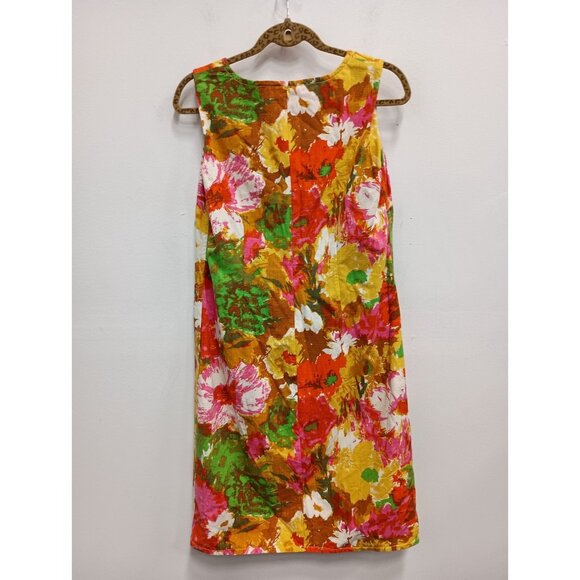 Talbots Womens Shift Dress Size 10 Multicolor Floral Cotton Sleeveless Preppy - Picture 10 of 10